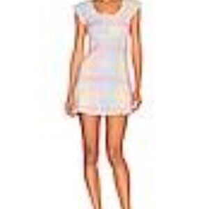 LOVE SHACK FANCY Zoie Dress:  Colorful Escape pastel gingham/tie detail. S